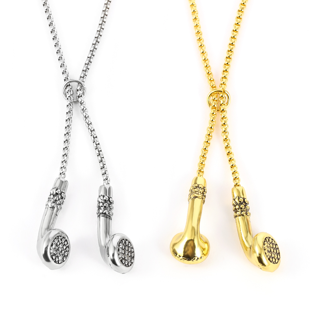 Women'S Accessories Clothing - Retro Creative Earphone Shaped Metal Necklace