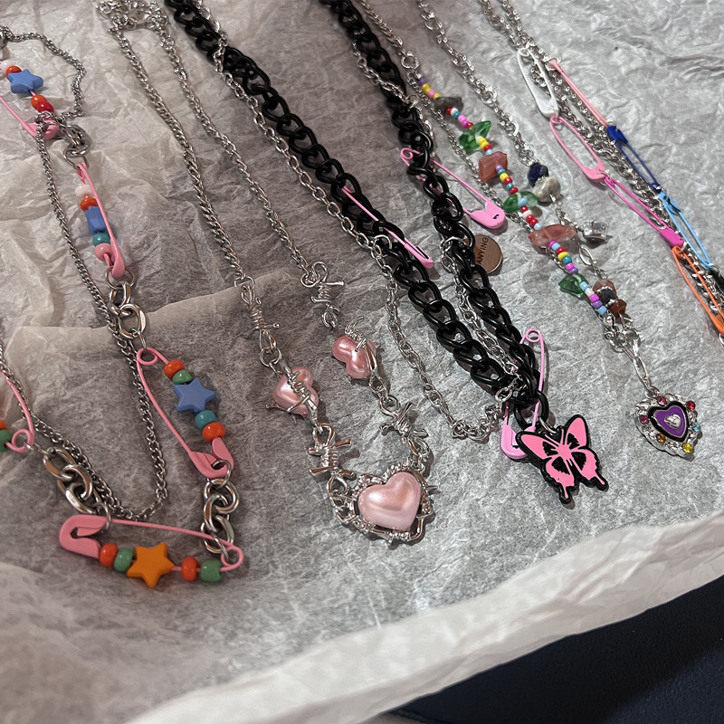 Vintage Y2k Pink Pin Bead Chok - огляд і ціна Women'S Emo Accessories